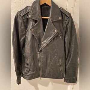 ALL SAINTS MENS DISTRESSED LEATHER JACKET